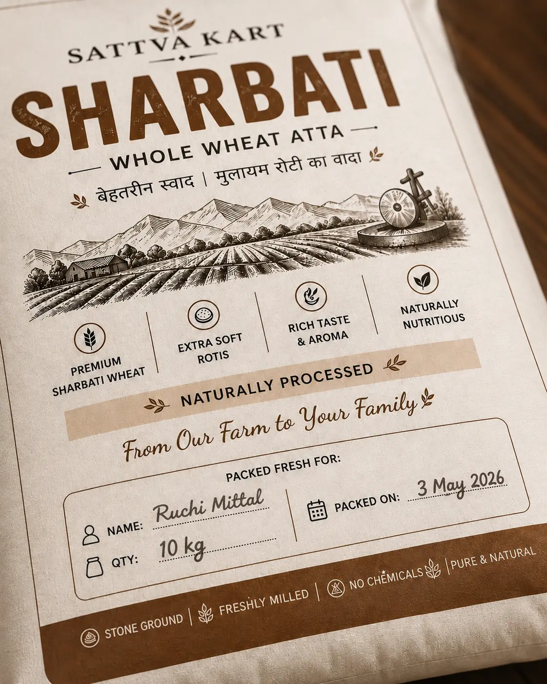Sharbati Wheat Flour 10Kg - Image 2